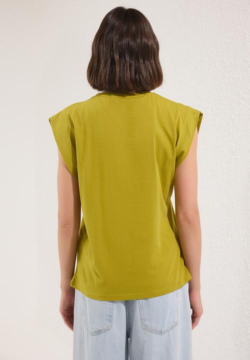 Trendyol - Basic Cotton Crew Neck T-Shirt - Oil Green