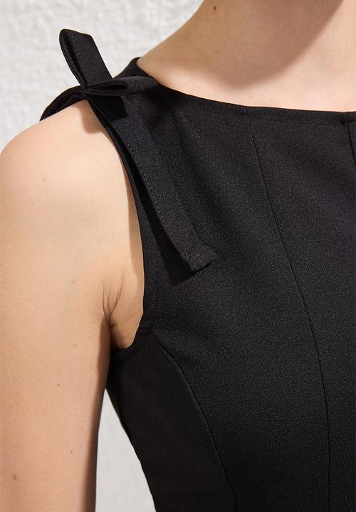Trendyol - Peplum Blouse with Bow Detail - Black