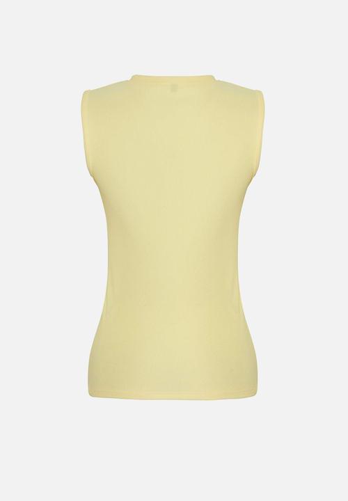 Trendyol - Button Detail Crew Neck Vest Blouse - Yellow