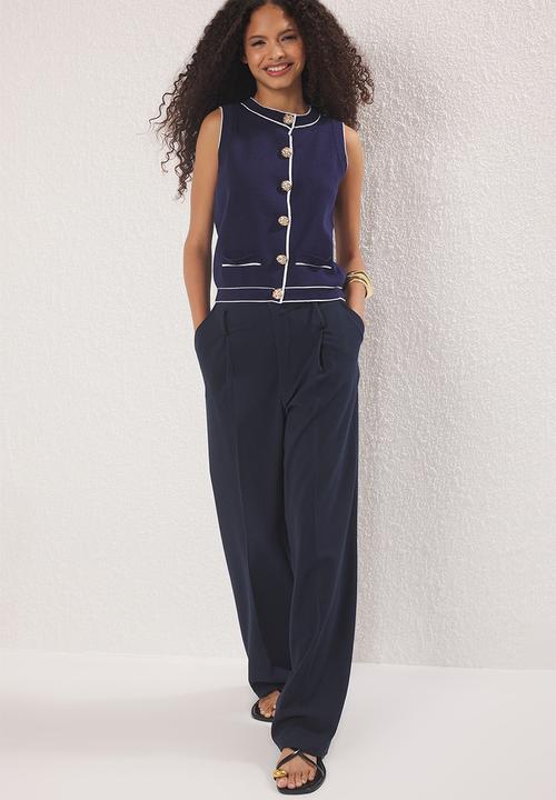 Trendyol - Slim Knit Blouse - Navy Blue