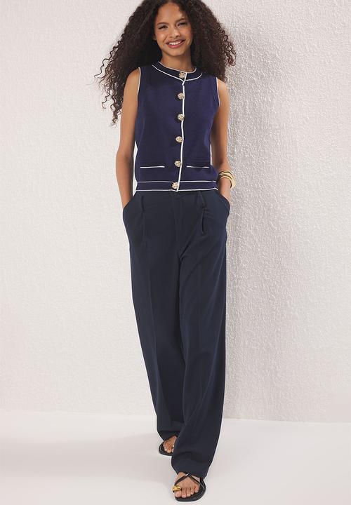 Trendyol - Slim Knit Blouse - Navy Blue
