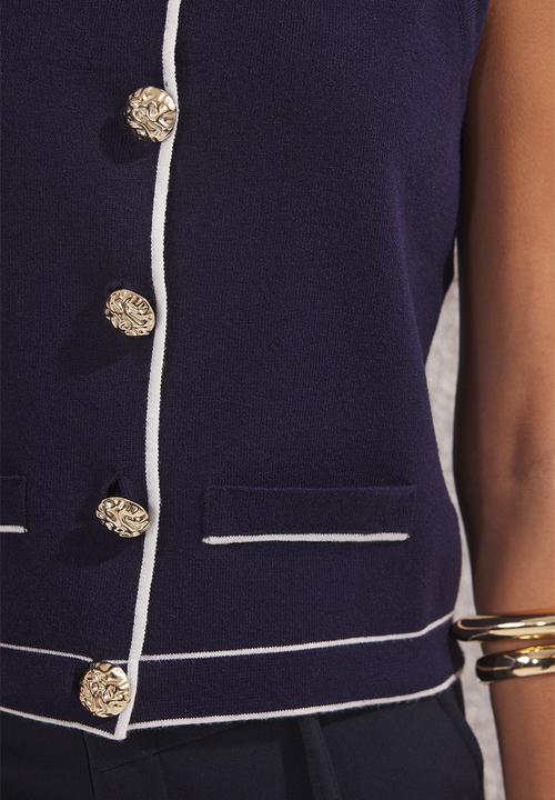 Trendyol - Slim Knit Blouse - Navy Blue