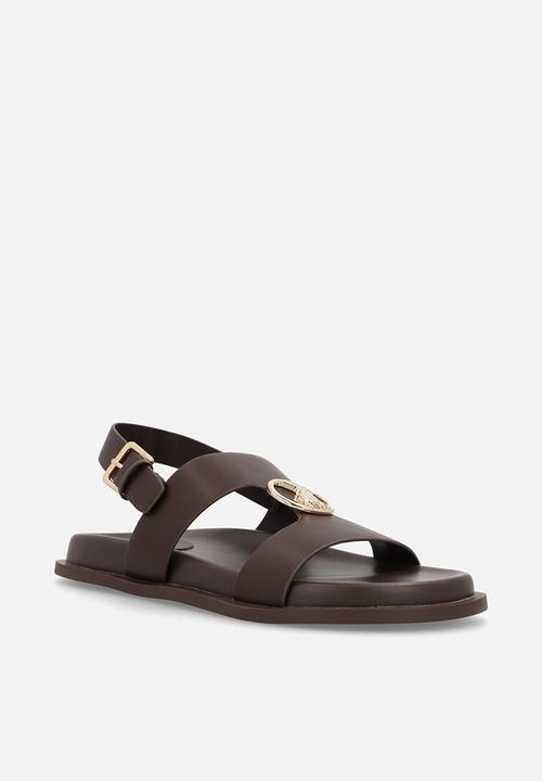 POLO - Wmn choc moulded trim sandal - chocolate