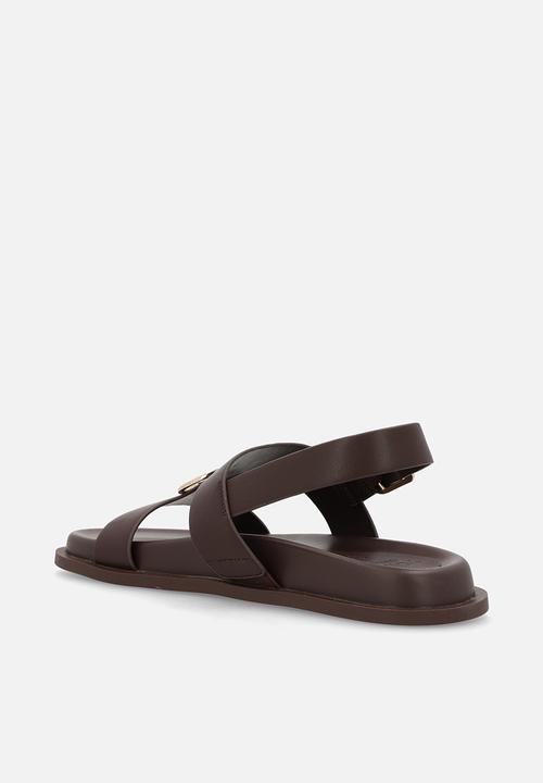 POLO - Wmn choc moulded trim sandal - chocolate