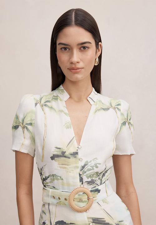 Forever New - Bree printed shirt midi dress in aegean tropic