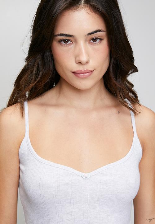 Cotton On - Dreamy Soft Pointelle Cami & Micro Short Set - Light Grey Marle