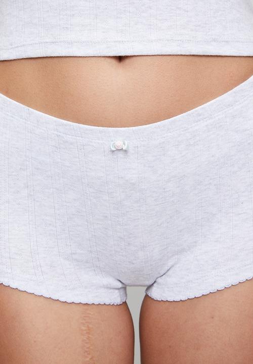 Cotton On - Dreamy Soft Pointelle Cami & Micro Short Set - Light Grey Marle