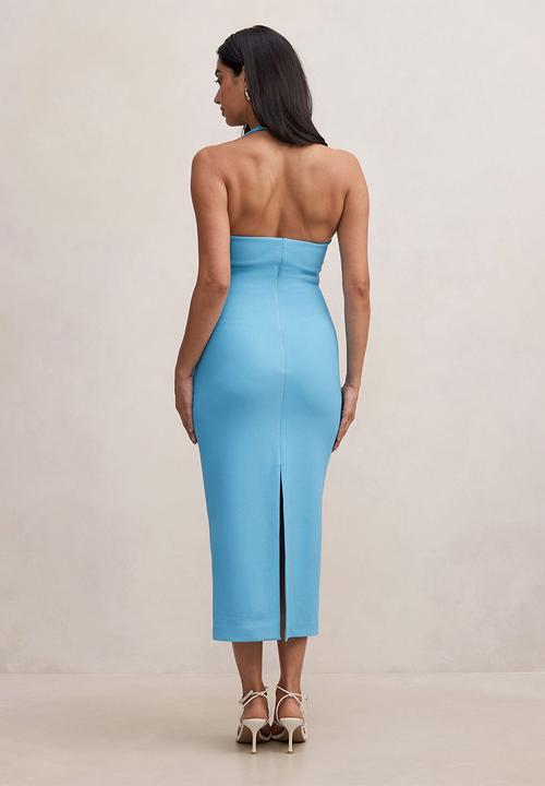 Forever New - Georgie halter ruched bodycon dress in blue mist