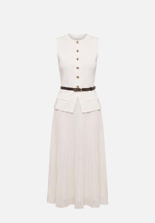 Forever New - Carrie woven mix knit dress in cream