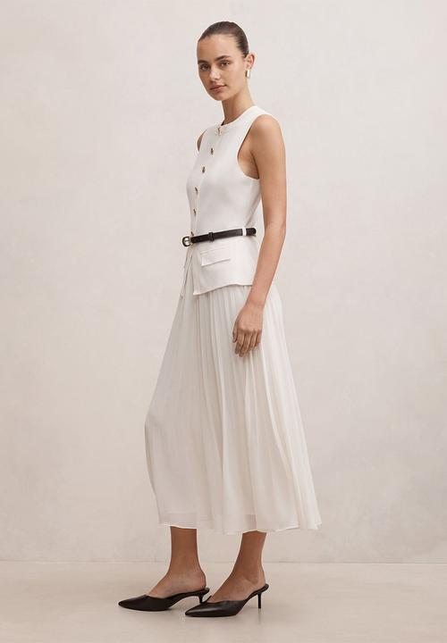 Forever New - Carrie woven mix knit dress in cream