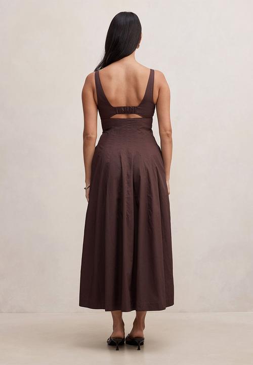 Forever New - Chessy seamed cotton midi dress in chocolate