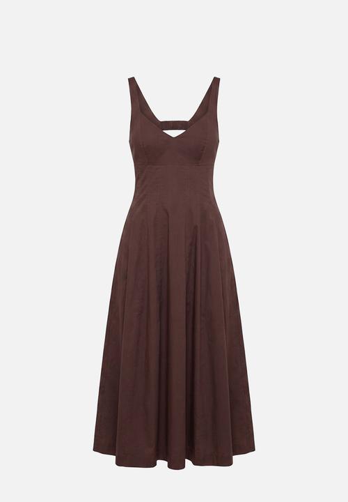 Forever New - Chessy seamed cotton midi dress in chocolate
