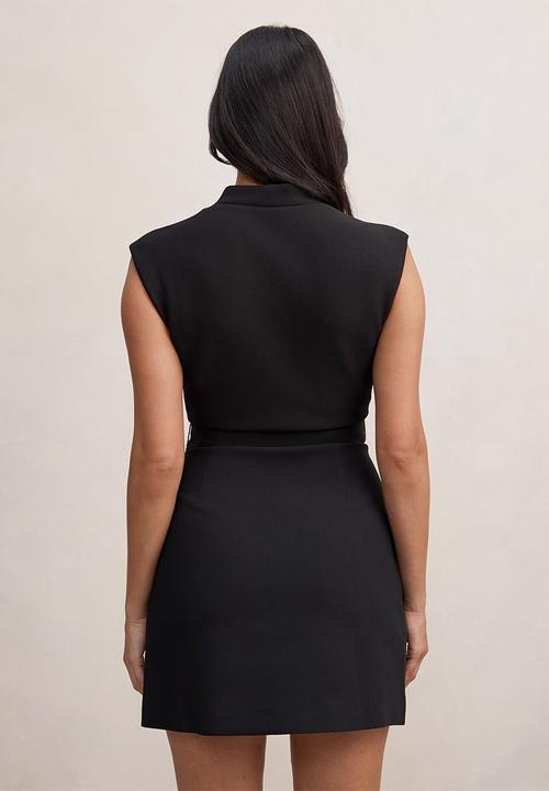 Forever New - Rory structured tie mini dress in black