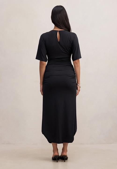 Forever New - Colbie gathered jersey midi dress in black