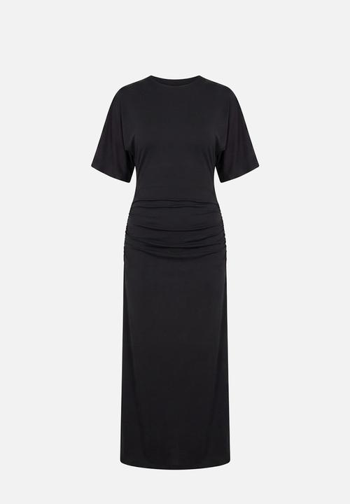 Forever New - Colbie gathered jersey midi dress in black