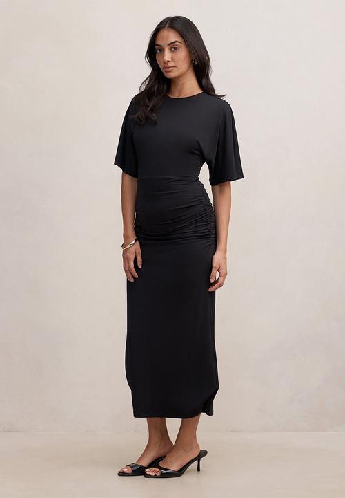 Forever New - Colbie gathered jersey midi dress in black