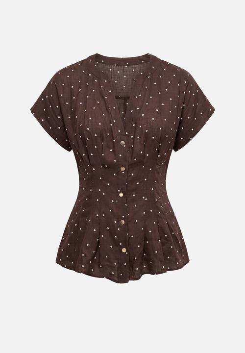 Forever New - Jemma v neck blouse in luxton spot