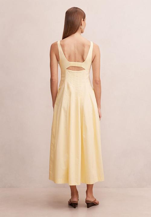 Forever New - Chessy seamed cotton midi dress in lemon sorbet