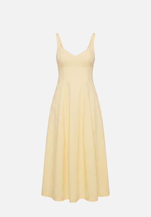 Forever New - Chessy seamed cotton midi dress in lemon sorbet