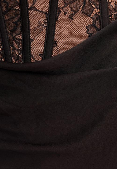 Forever New - Nellie lace halter maxi dress in black/nude