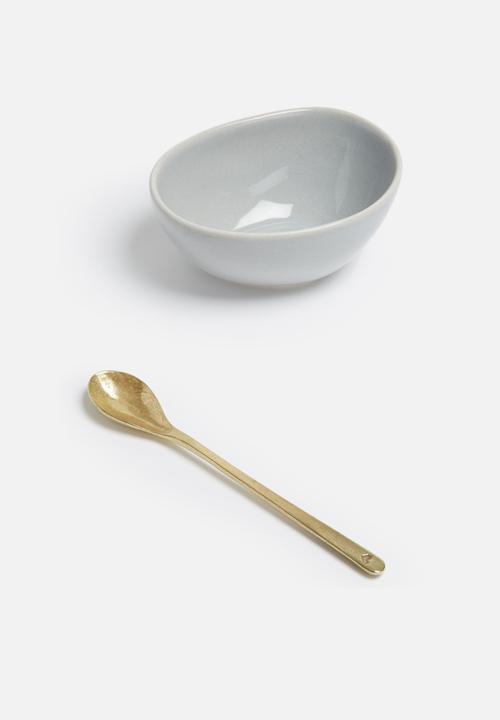 Love Milo - Grey bowl & gold spoon