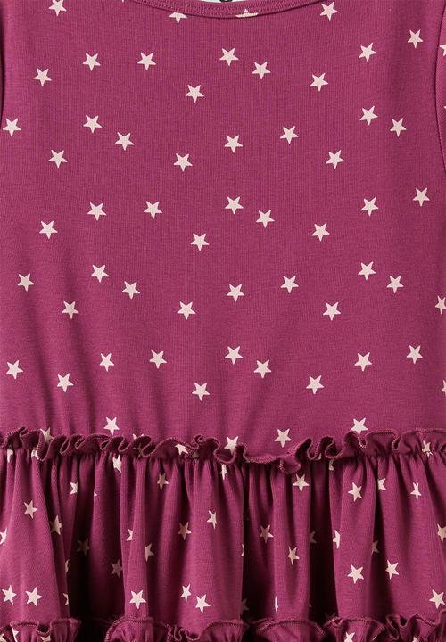Cotton On - Boat Neck Short Sleeve Dress - Berry Jam/Star