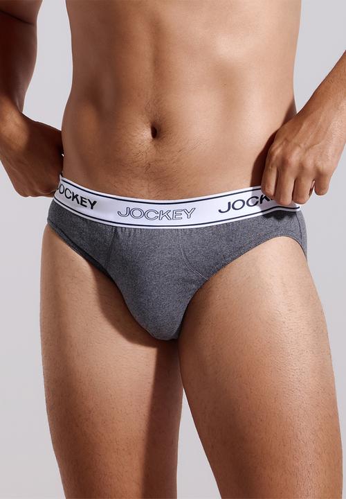 Jockey - 3Pk Monochrome Digi Elastic Recycled Poly Cotton Melange Brief-Grey Melange/Indigo Melange/Charcoal Melange