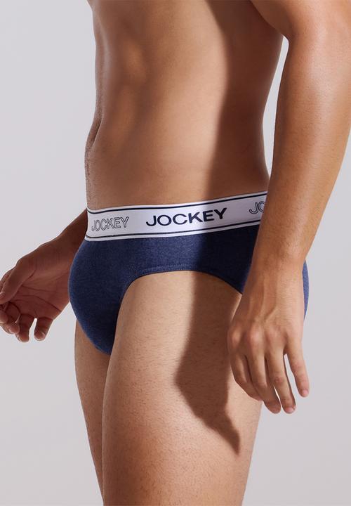 Jockey - 3Pk Monochrome Digi Elastic Recycled Poly Cotton Melange Brief-Grey Melange/Indigo Melange/Charcoal Melange