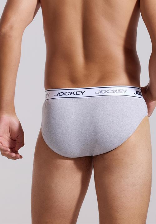 Jockey - 3Pk Monochrome Digi Elastic Recycled Poly Cotton Melange Brief-Grey Melange/Indigo Melange/Charcoal Melange