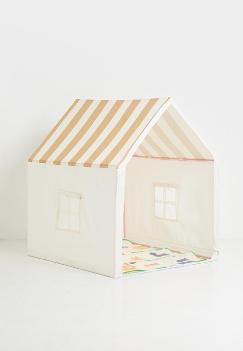 Pop Candy - Indoor play tent - neutral/maroon stripes