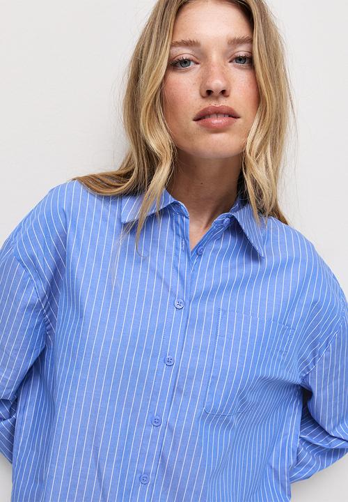 New Look - K Larry Stripe Oversized Shirt - Blue
