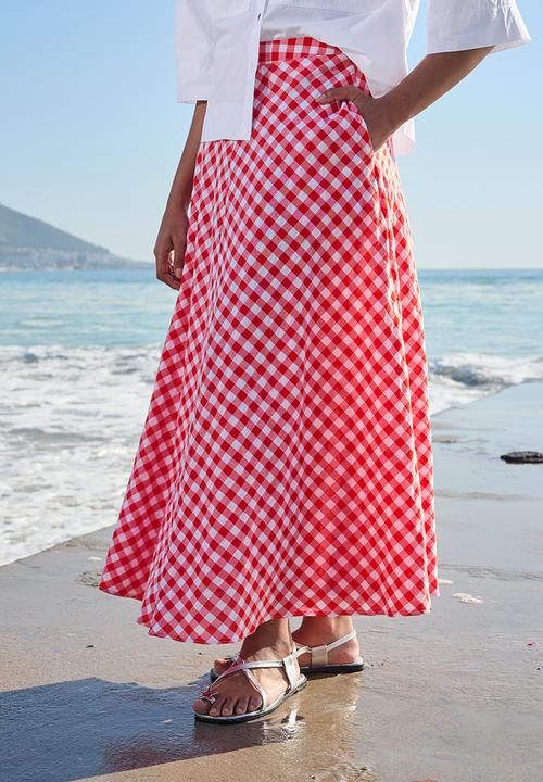 Me&B - Red Gingham Bias Skirt - Redgingham