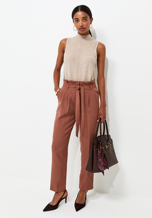New Look - Pippa Paperbag Trousers - Shaved Chocolate