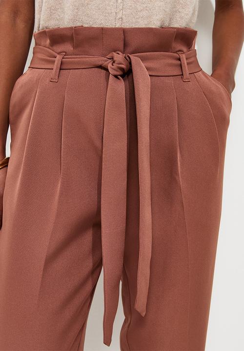 New Look - Pippa Paperbag Trousers - Shaved Chocolate