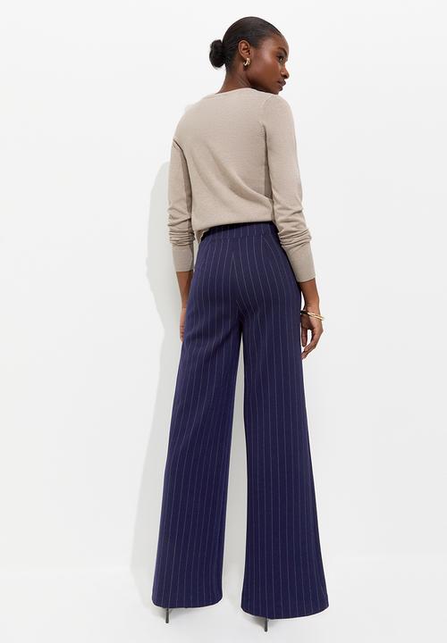 New Look - Susan Stripe John Jersey Wl Trousers - Blue Pinstripe