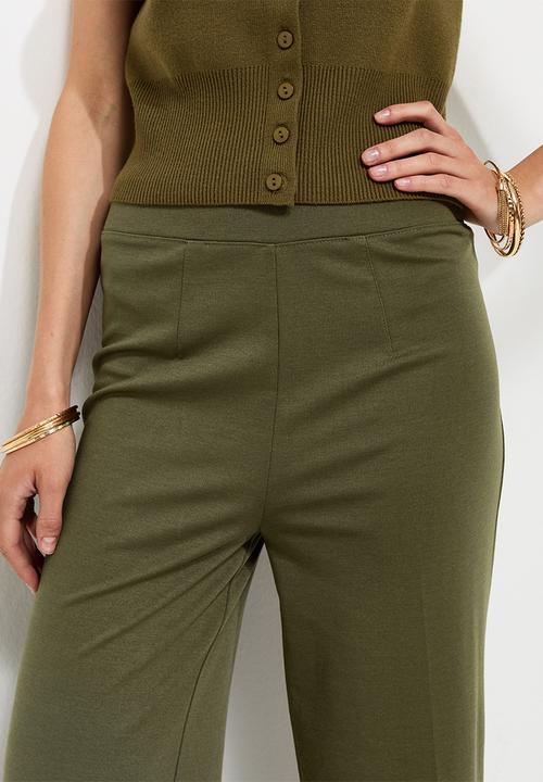 New Look - John Jersey Wide Leg Trs - Dark Khaki