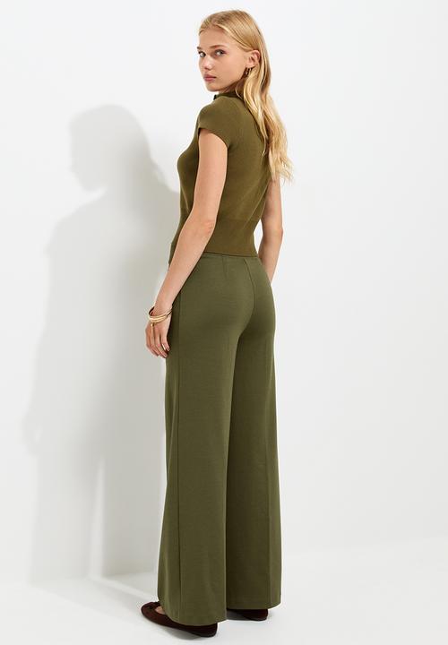 New Look - John Jersey Wide Leg Trs - Dark Khaki