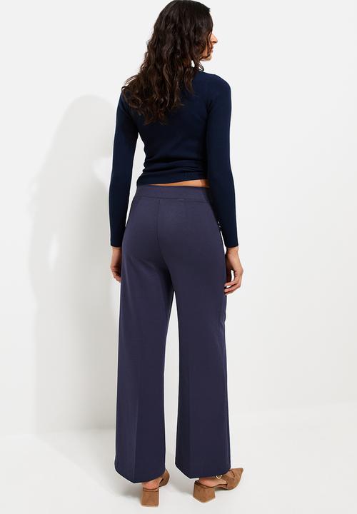 New Look - John Jersey Wide Leg Trousers - Navy