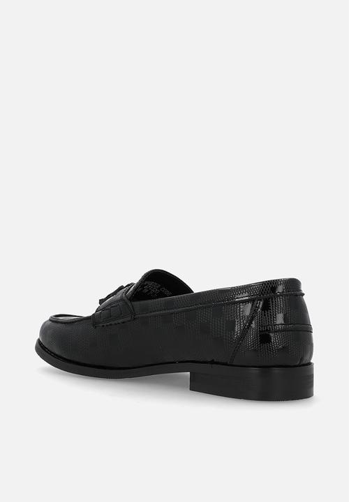 PC - Textured print Tassel Slip on -  Black