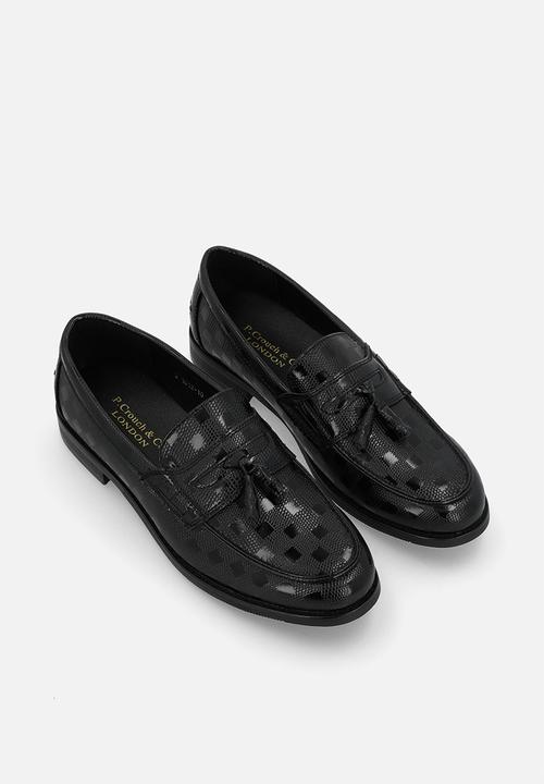PC - Textured print Tassel Slip on -  Black