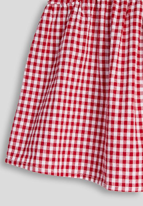 Pop Candy - Gingham ruffled armhole tunic top - red