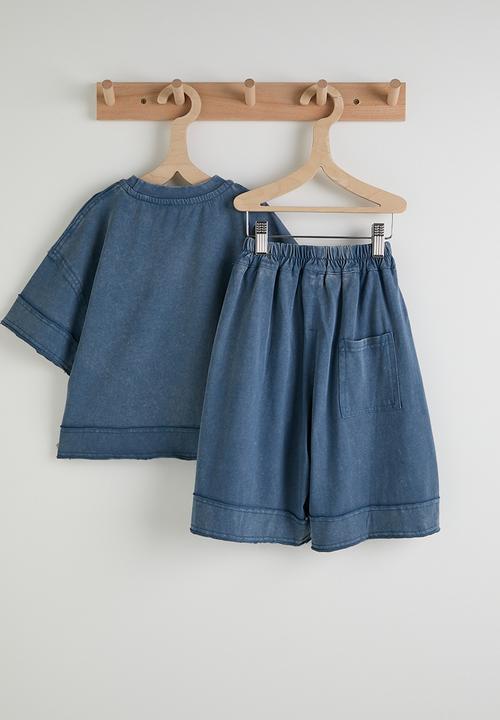 Pop Candy - Crew neck tee & shorts - dark blue