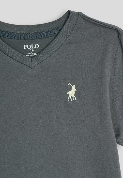 POLO - Boys James V Neck Tee - Gunmetal