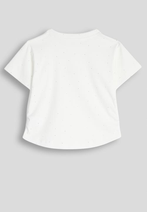 Pop Candy - Glitter slogan crew neck tee - white/smile