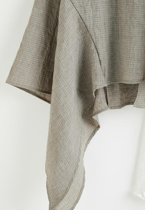 Pop Candy - Asymmtrical blouse with wide leg pants - brown/white
