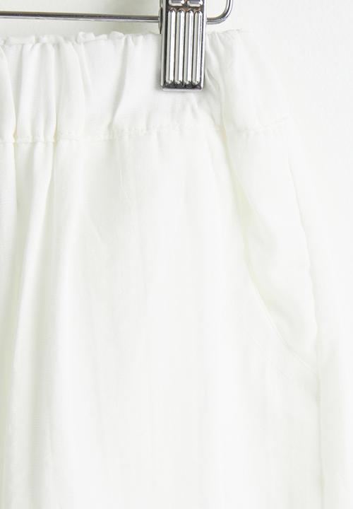 Pop Candy - Asymmtrical blouse with wide leg pants - brown/white