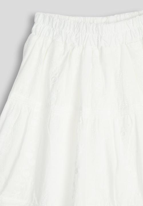 Pop Candy - Broderie gypsy skirt with scalloped hem - white