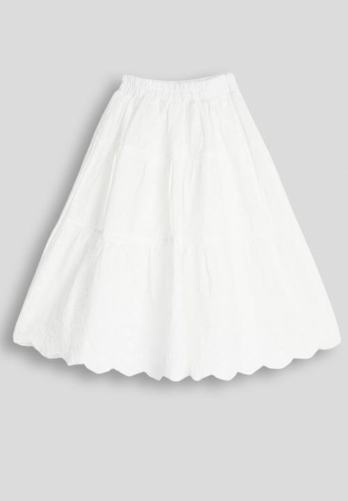 Pop Candy - Broderie gypsy skirt with scalloped hem - white