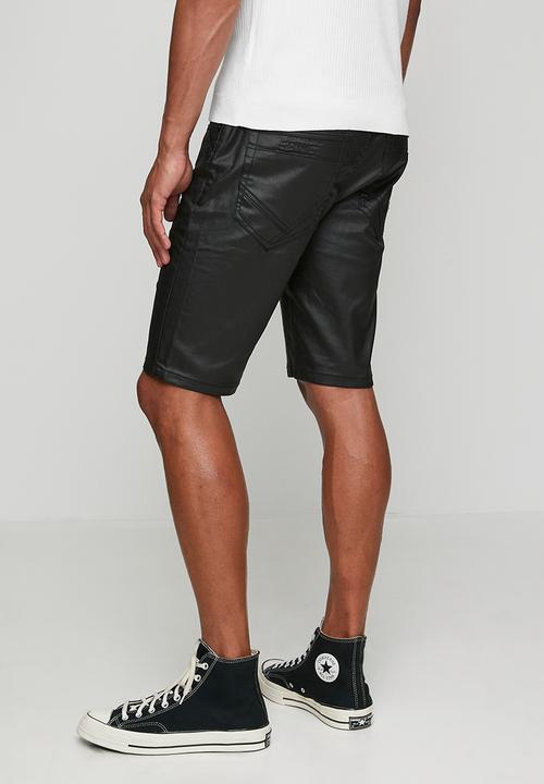 SOVIET - Coated Denim Shorts - Black