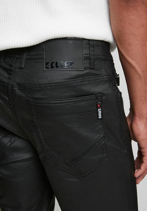 SOVIET - Coated Denim Shorts - Black
